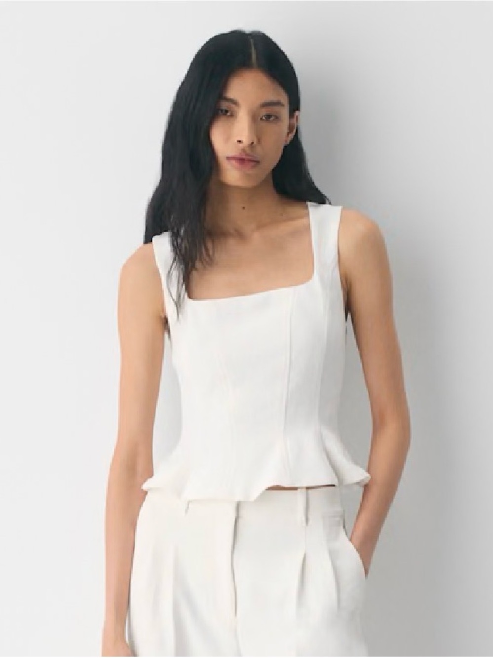 Aritzia Rhodora White Linen Bustier Top - Picture 2 of 6